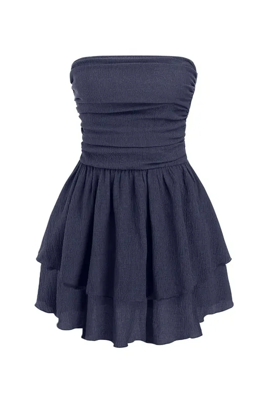 Strapless Textured Ruffle Mini Dress - Hiccup