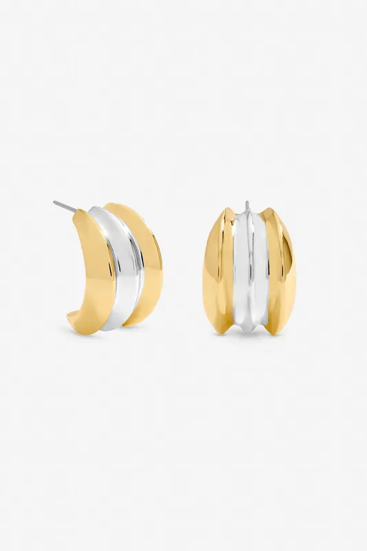Two Tone Dome Earrings - Mood