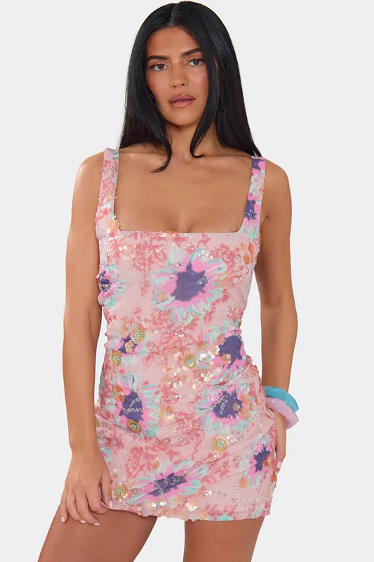 Strappy Floral Mini Dress - EGO
