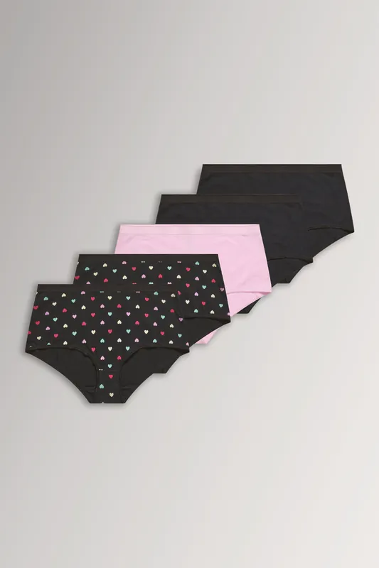5 Pack Heart Print Full Briefs - Yours