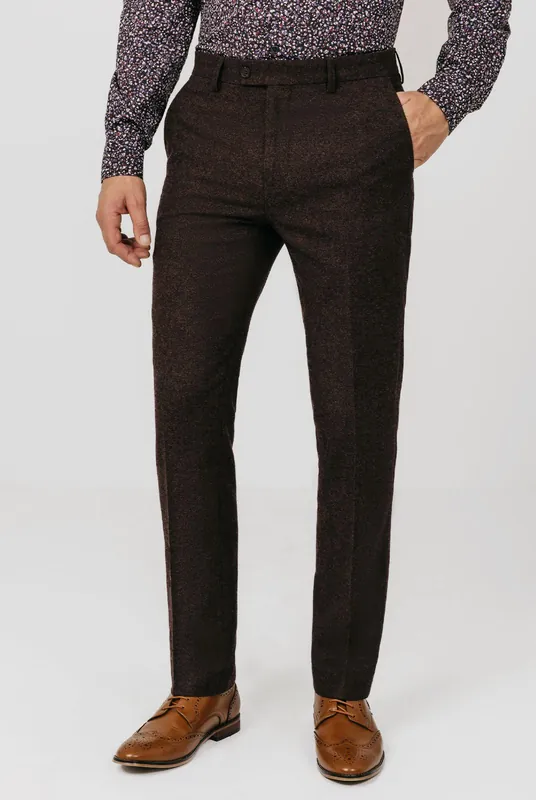 Burgundy Donegal Tweed Trousers - Dobell