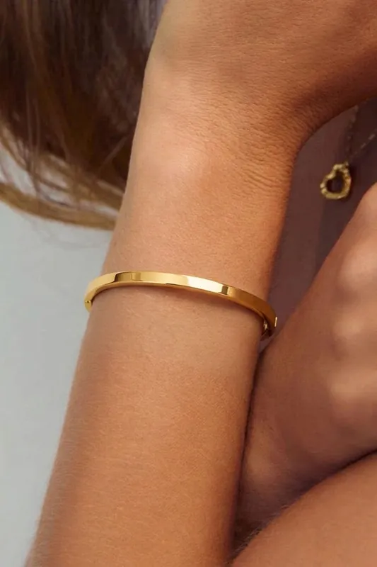 Gold Plated Oval Bangle - Serla
