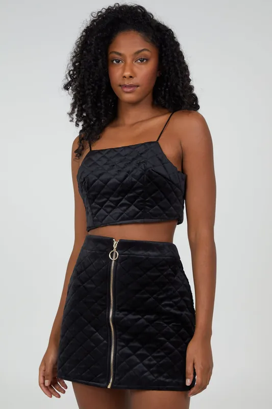 Black Crop Cami Top - Pink Vanilla