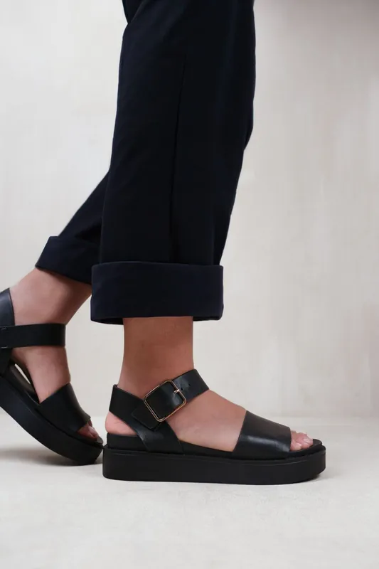 Phoenix' Extra Wide Fit Classic Flat Sandals With Strap And Buckle Detail - Where's That From