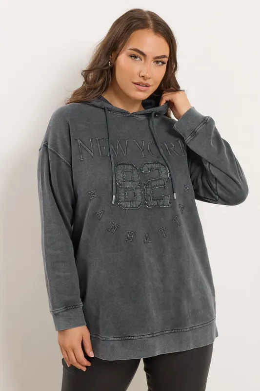 New York' Embroidered Slogan Hoodie - Yours
