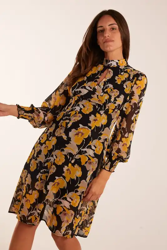 Keyhole High Neck Dress - Blue Vanilla