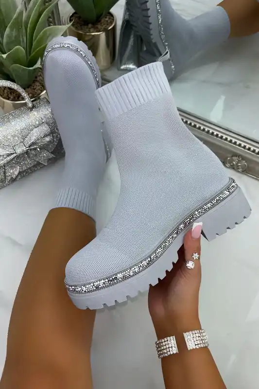 Sparkly Stretch Chunky Sock Boots - Love Lemonade
