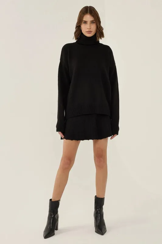 Turtleneck Sweater & Mini Skirt Co-Ord Set