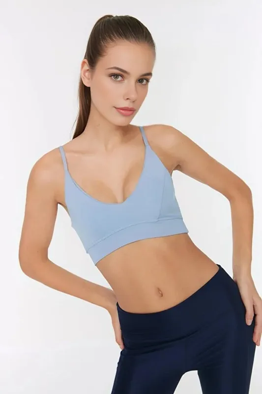 Plunge V-Neck Thin Strap Supportive Sports Bra