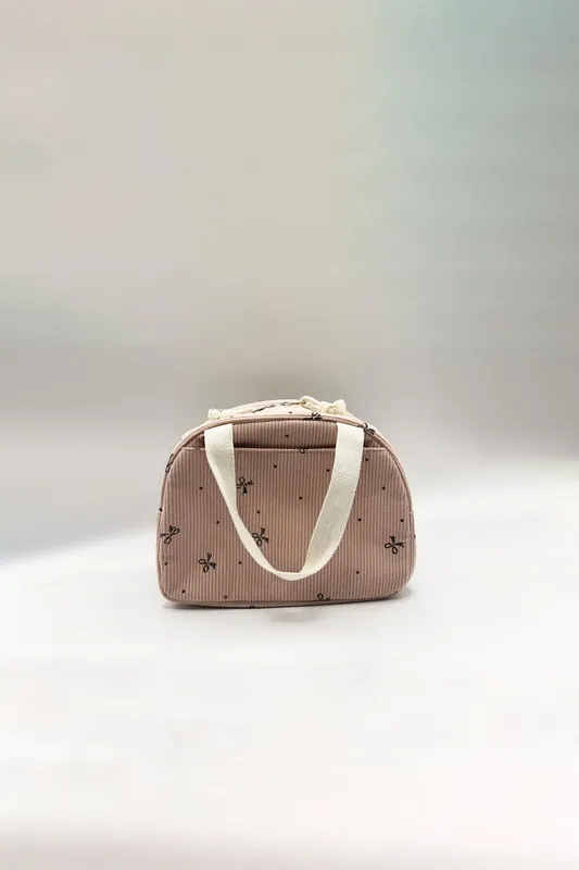Corduroy Insulated Lunch Holdall In Pink Bow - SVNX