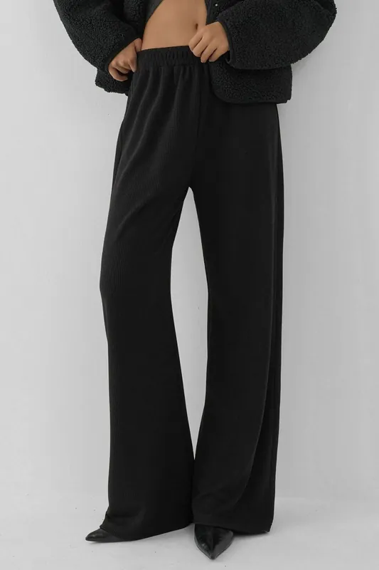 Wide Leg Textured Knit Pants - Hiccup
