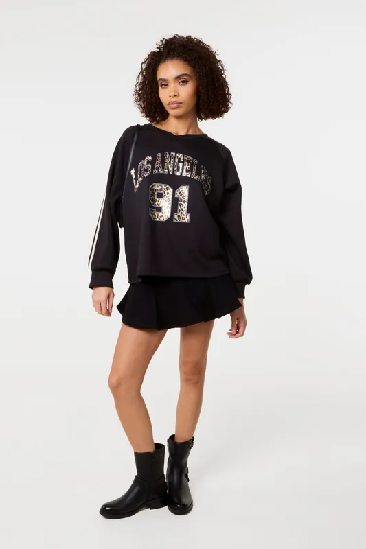 Black Metallic Leopard Long Sleeve Sports Jersey - Pink Vanilla