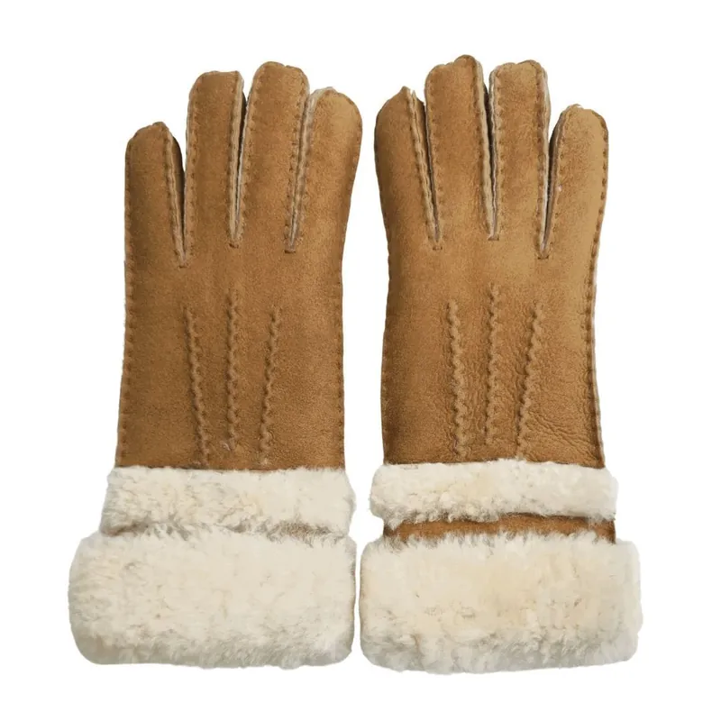 Suede Leather Plush Cuff Winter Thermal Lined Gloves - TruClothing