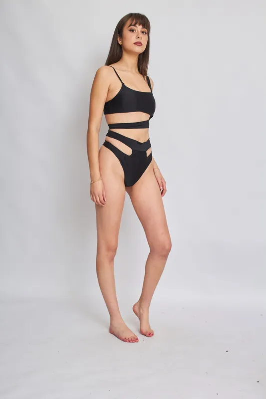 Black Cut Out High Waisted Bikini Set - Palma
