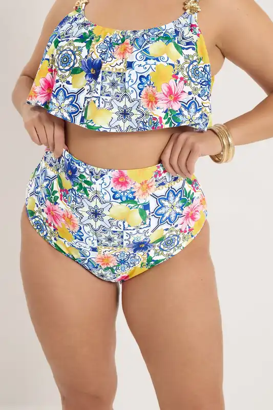 Mediterranean Tile Super High Waisted Bikini Briefs - Yours