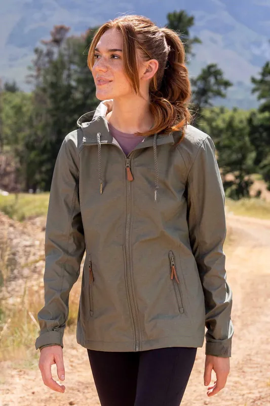 'Iona' Water Resistant Lightweight Multi Pocket Softshell Hood Jacket - Mountain Warehouse