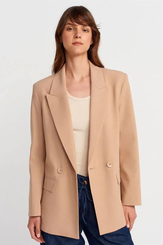 Long Crepe Blazer Jacket - Dilvin
