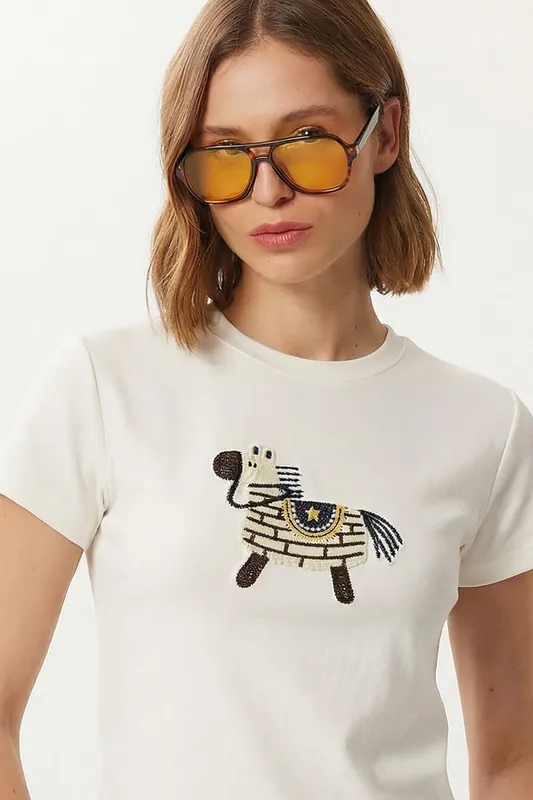 Embroidered Crew Neck T-Shirt