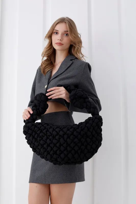 Puffy Quilted Lightweight Large Shoulder Bag - Belissh