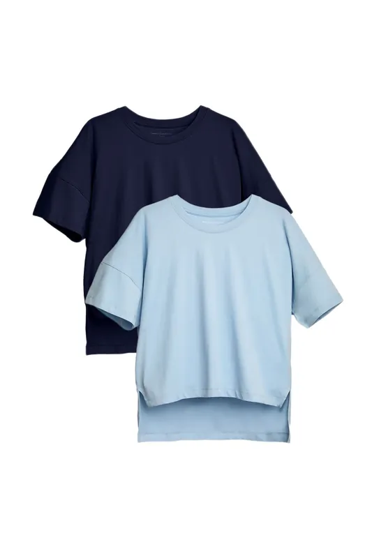 2 Pack Cotton Crew Neck Boxy Fit Short Sleeve T-Shirts