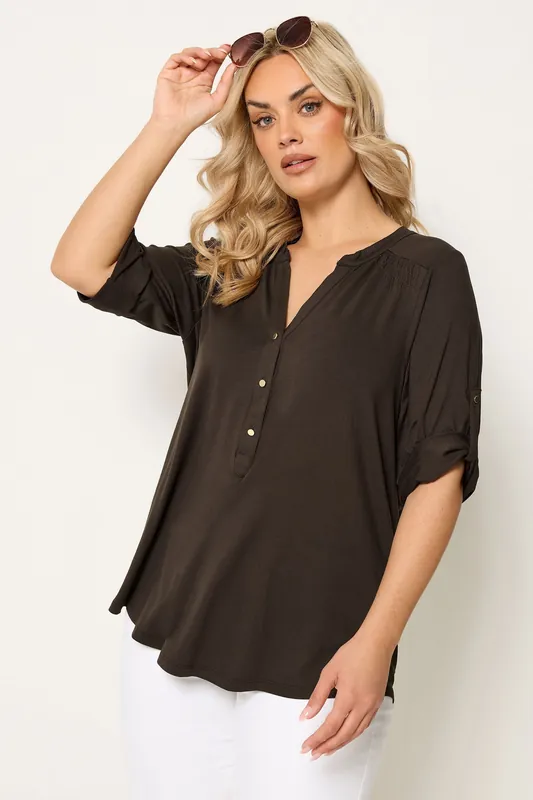 Notch Neck Placket Top - Yours