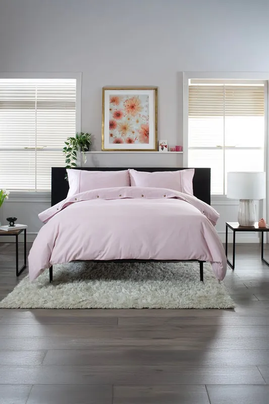 Gingham Duvet Cover Set - Soft & Breathable Cotton with Double Piped Edges