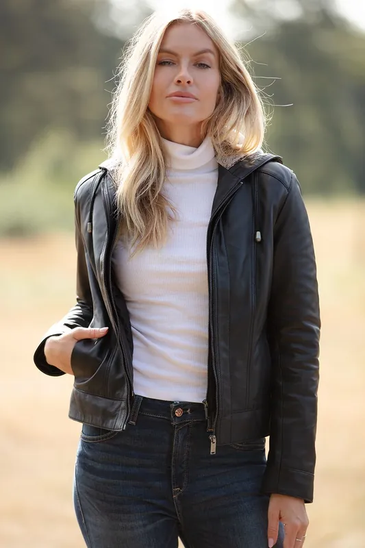 Malmo' Two-In-One Detachable Hood Leather Jacket