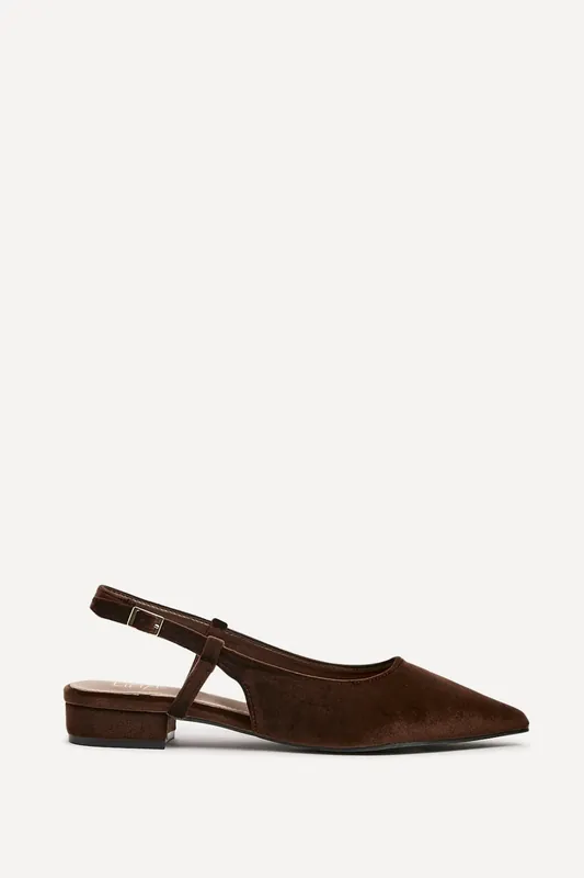 Clasica Brown Velvet Pointed Toe Ballet Flats - Linzi