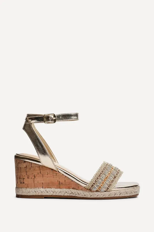 Ophelia Gold Cork Wedges - Linzi