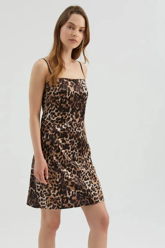 Animal Print Spaghetti Strap Mini Dress - Hiccup