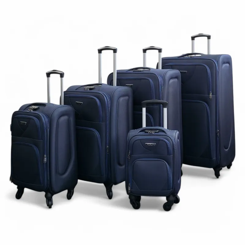 Soft Shell Lightweight Nylon Suitcase Set 4 Wheel Travel Case Holiday Bags - Infinity Leather