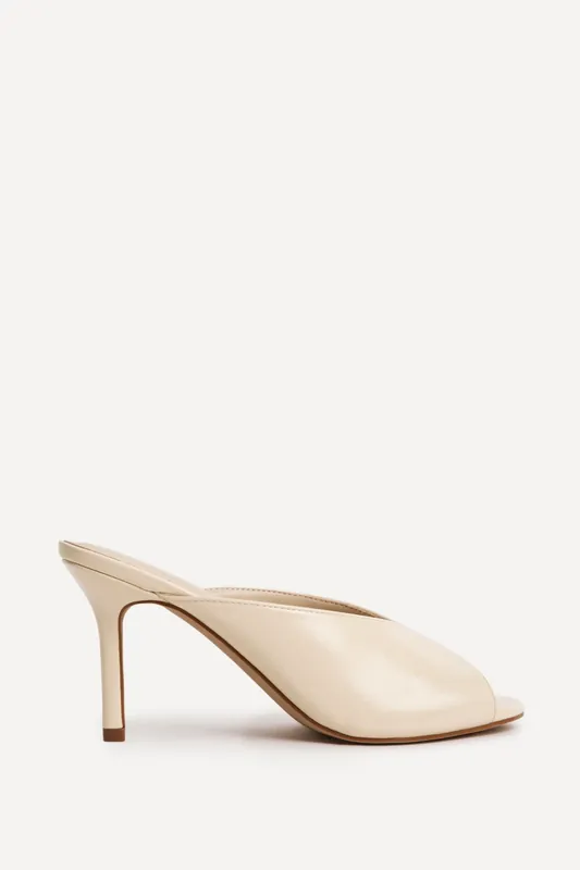 Marseille Ivory Peep Toe Mule Heels - Linzi