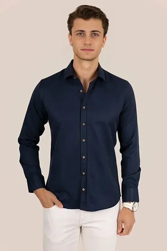 Men’s Long Sleeve Button Through Shirt - WOVCOR