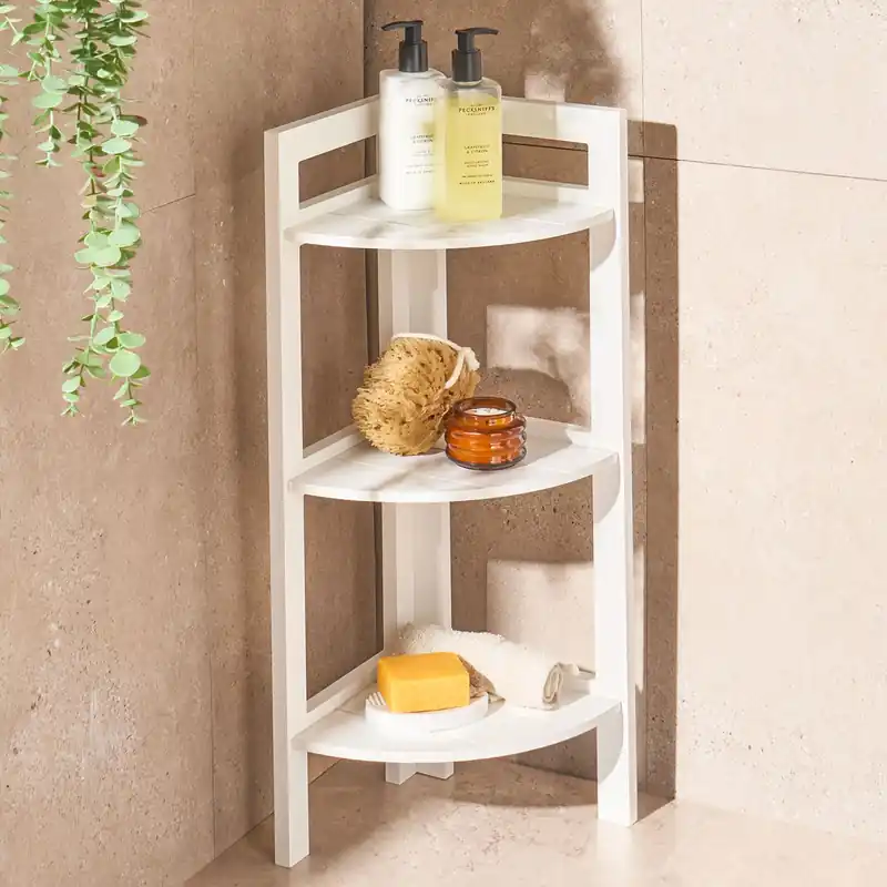 3 Tier Wood Corner Shelving Unit Storage Home Organiser Display - OHS