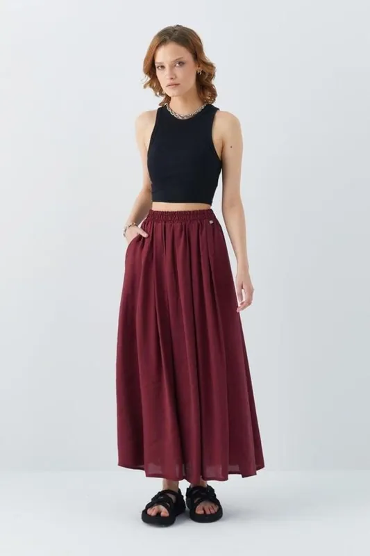 High-Waisted Long Skirt with Pockets