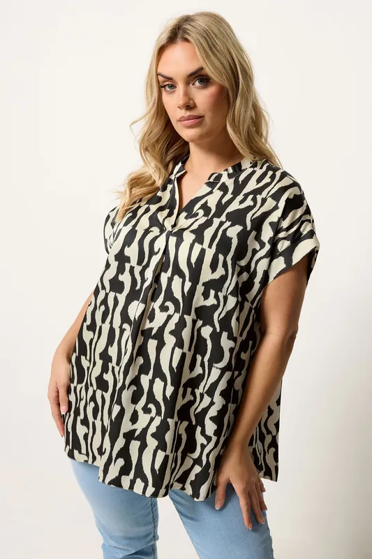 Abstract Print Pleated Blouse - Yours
