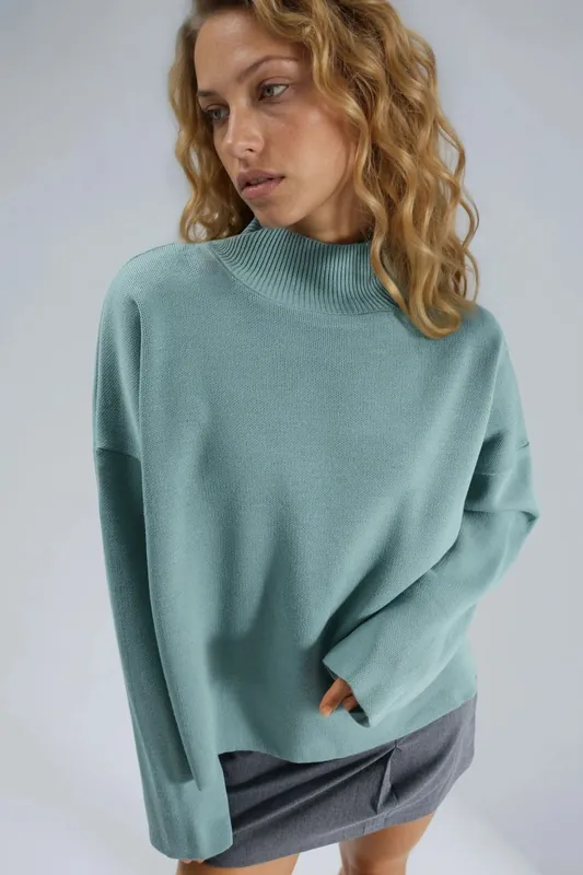 Oversized Ribbed Turtleneck Sweater - MyFashion