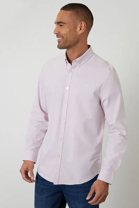 Oxford Cotton Slim Fit Long Sleeve Shirt - Threadbare