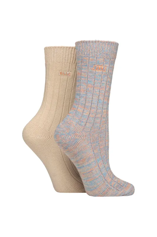 2 Pair Chunky Cotton Ribbed Boot Socks - ELLE