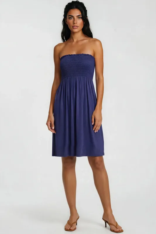 Shirred Bandeau Mini Dress - Aftershock London