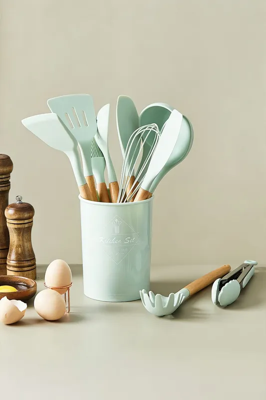 11 Pcs Silicone Kitchen Utensil Set Nonstick Cookware Kitchenware Set - Living and Home