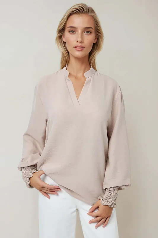 V-Neck Long Sleeve Blouse