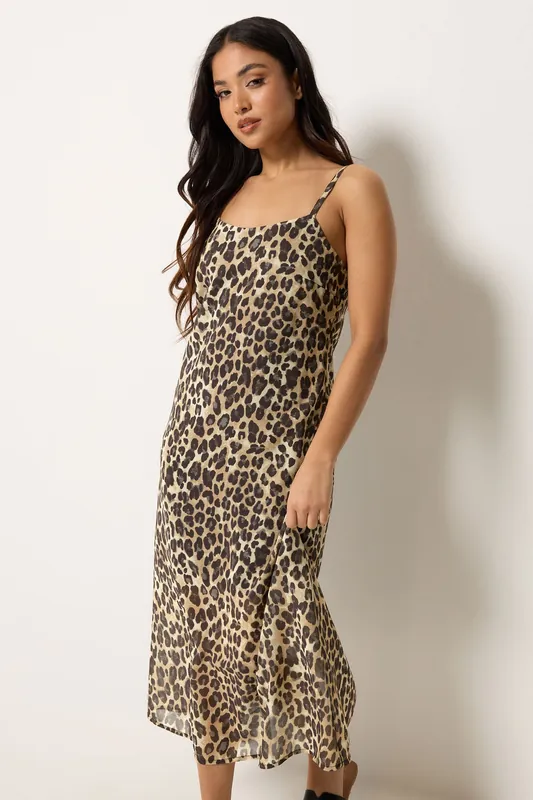 Petite Leopard Midi Dress - PixieGirl
