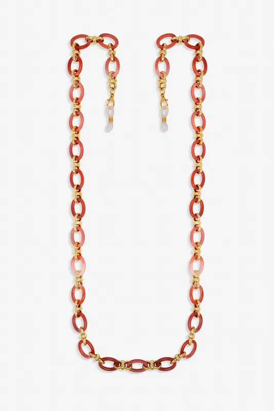 Gold Plated and Coral Resin Sunglasses Chain - Mood