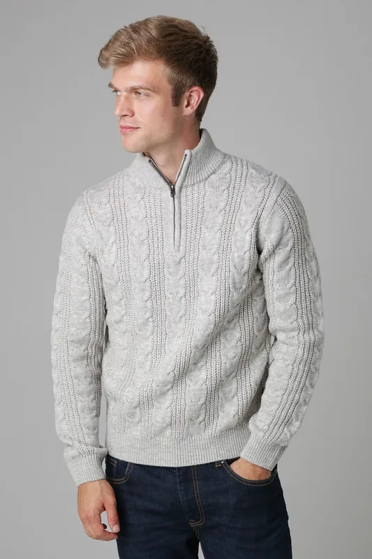 1/2 Zip Cable Knit Jumper - French Connection