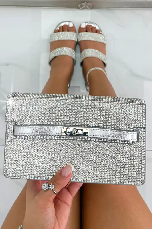 Crystal Rhinestone Chain Strap Evening Clutch Bag - Love Lemonade
