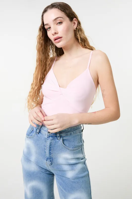 Pink Slinky Twist Front Bodysuit - Pink Vanilla