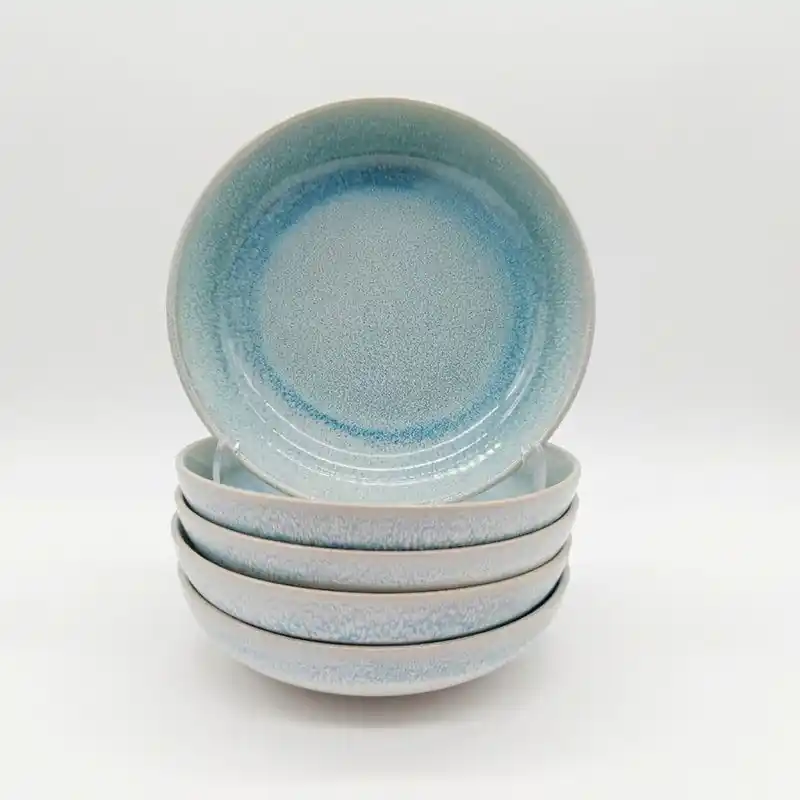 Reactive Blue Glaze Dinnerware Salad Bowl 6pc Set 19.5cm - Glim & Glam