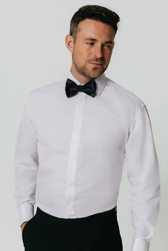 White Plain Front Standard Collar Dress Shirt - Dobell