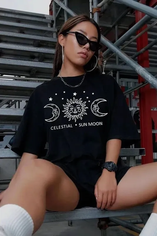 Oversized Printed Crew Neck T-Shirt